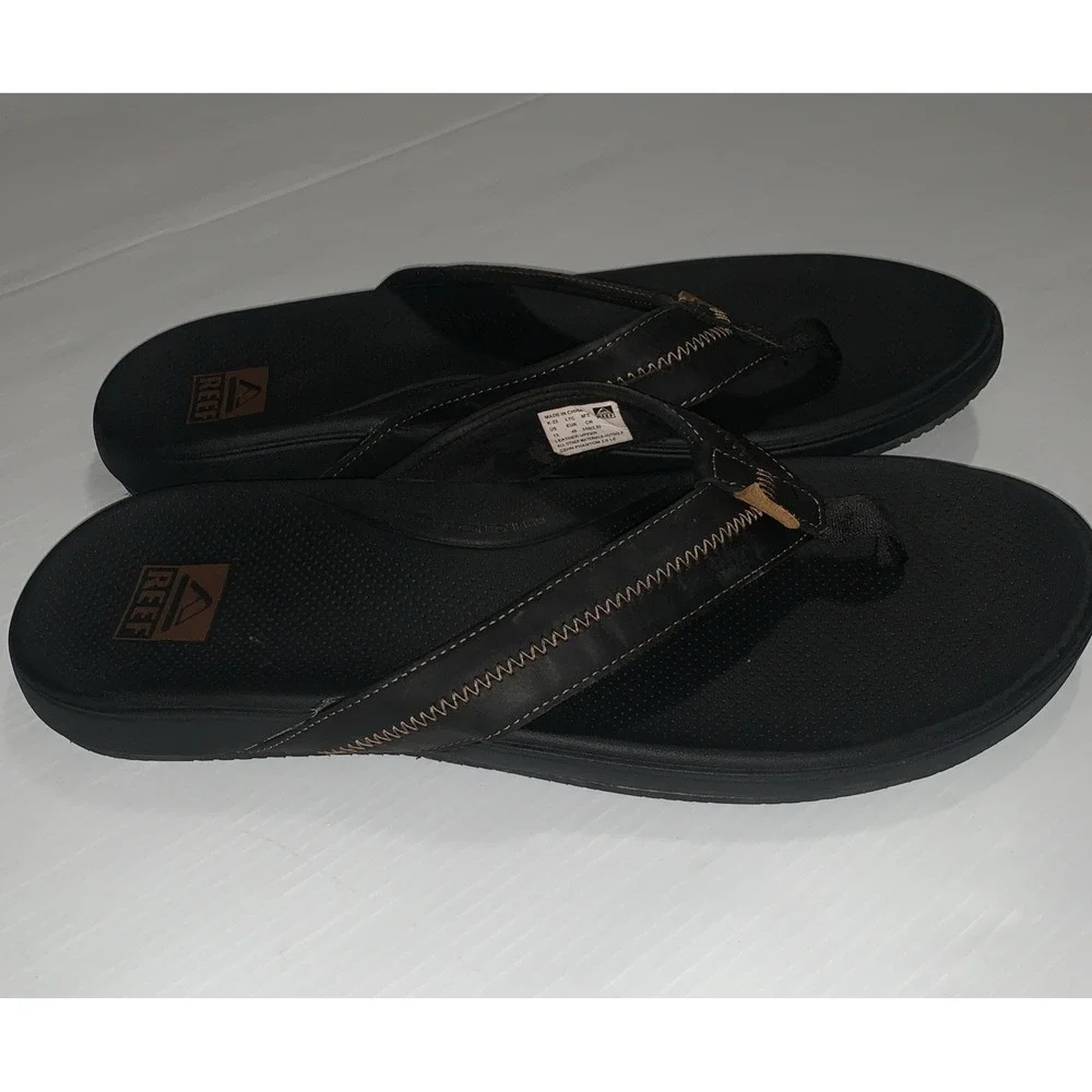Reef Cushion Phantom 2.0 LE Flip Flop Sandals Leather Foam Men's Black US13 EU46